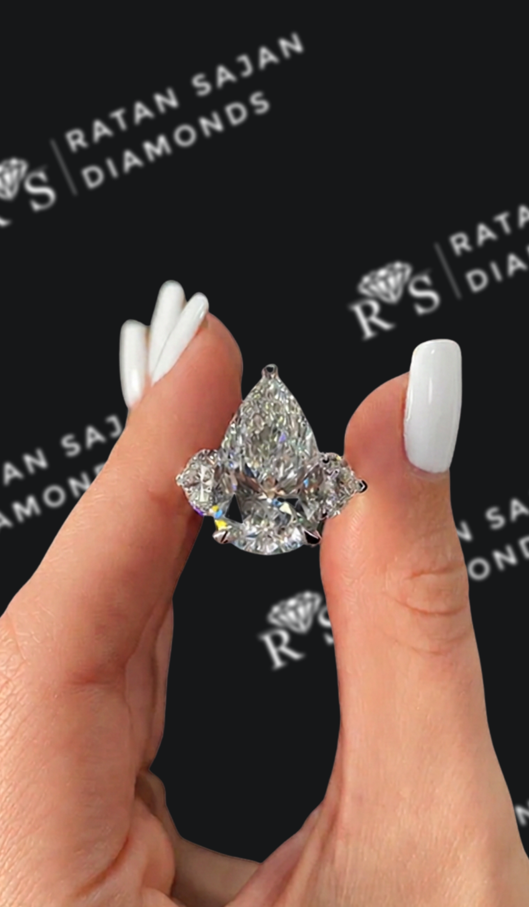 9 Carat Trilogy Engagement Ring - Pear Diamond