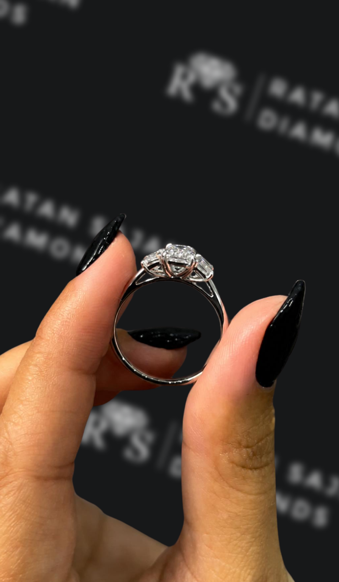 2 Carat Diamond Band Engagement Ring - Emerald Diamond