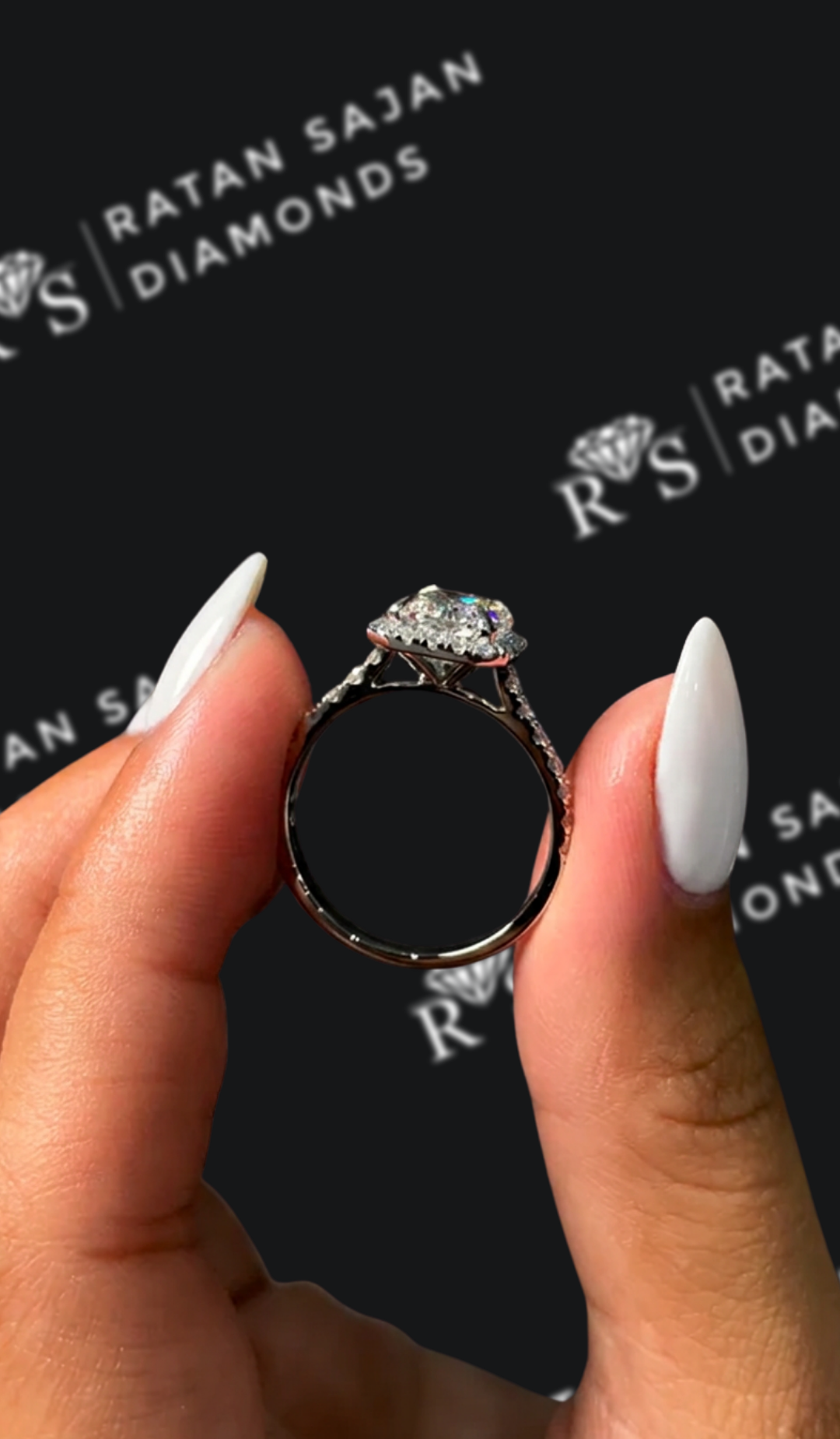 2 Carat Halo Engagement Ring - Radiant Diamond
