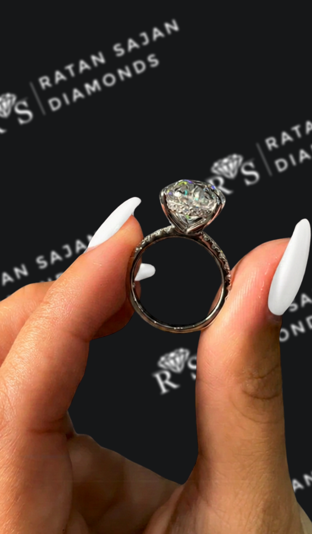 7 Carat Diamond Band Engagement Ring - Oval Diamond