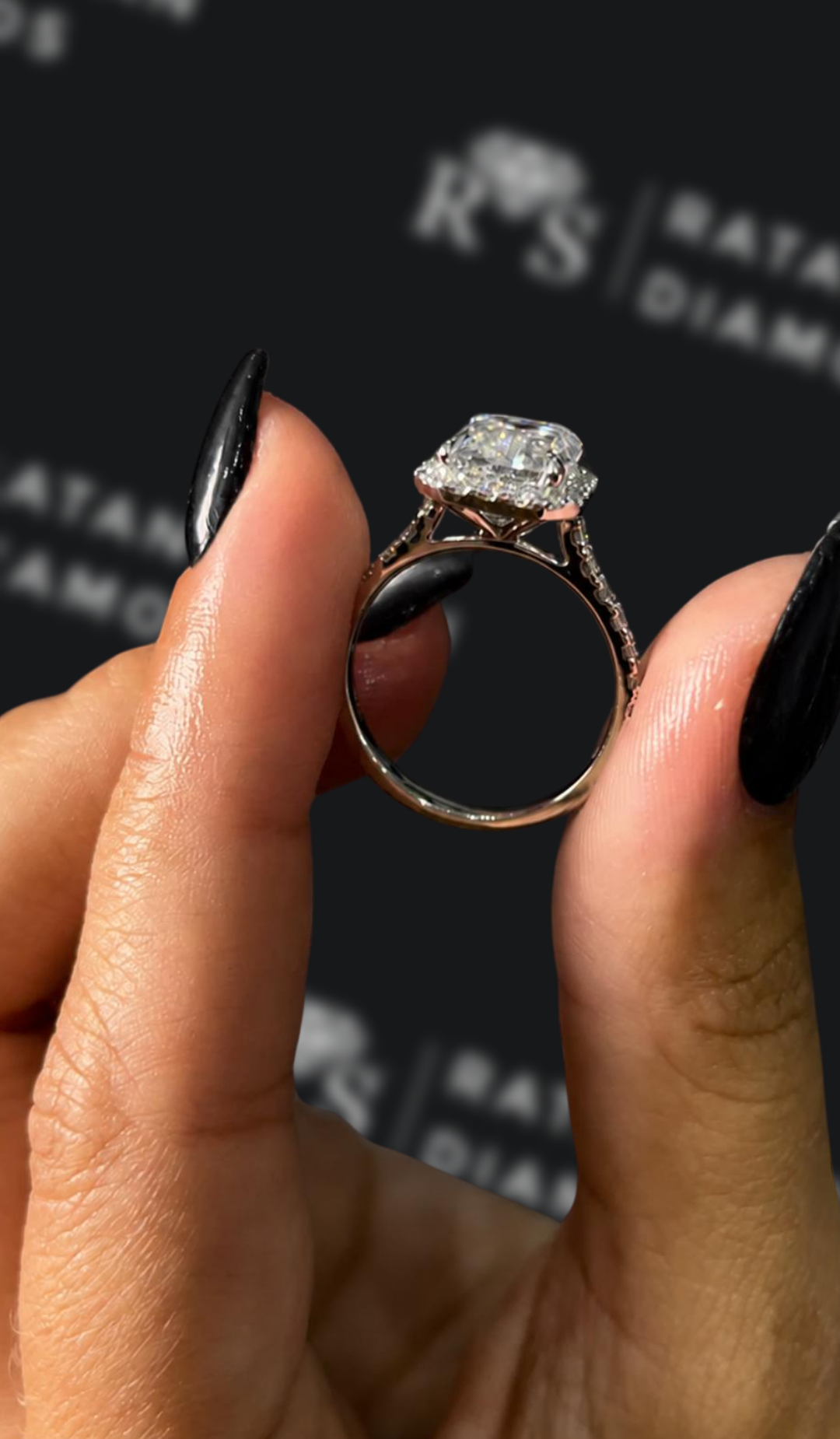 2 Carat Halo Engagement Ring - Emerald Diamond