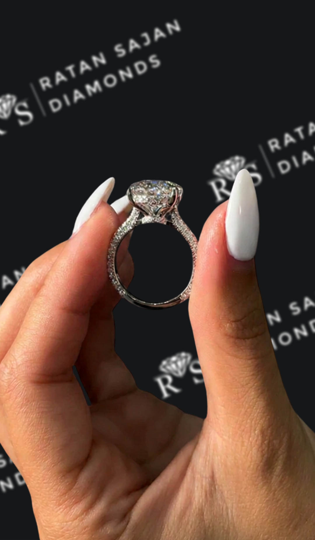 6 Carat Diamond Band Engagement Ring - Oval Diamond