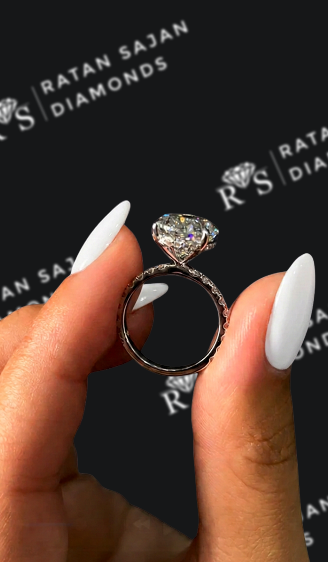 5 Carat Diamond Band Engagement Ring - Oval Diamond