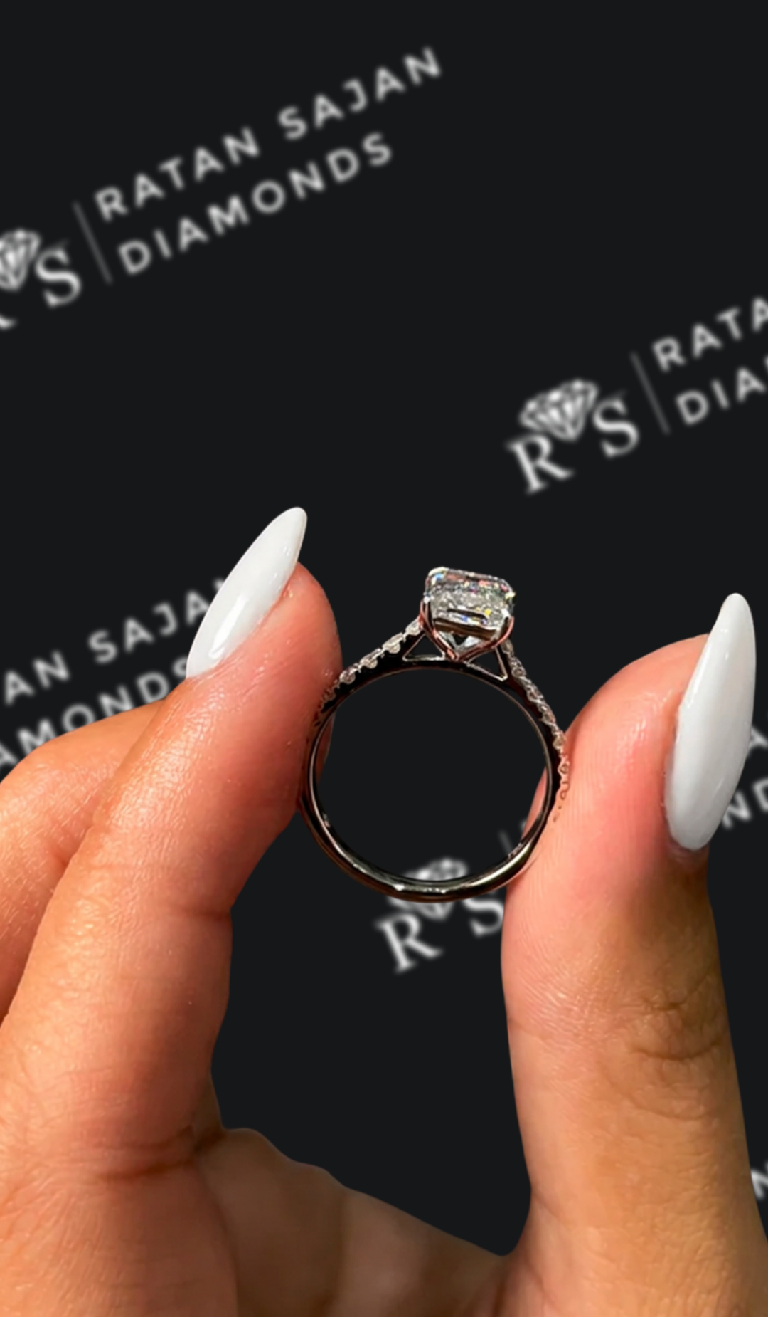 1.5 Carat Diamond Band Engagement Ring - Radiant Diamond