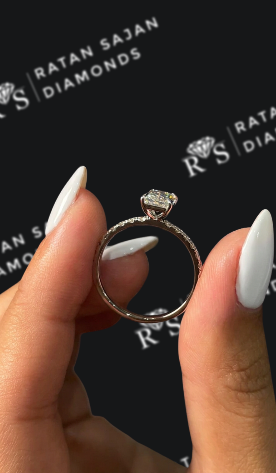 1 Carat Diamond Band Engagement Ring - Radiant Diamond