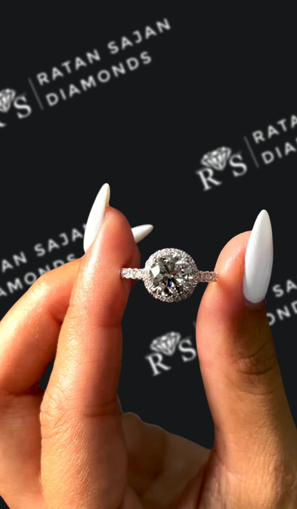 1.5 Carat Halo Engagement Ring - Round Diamond