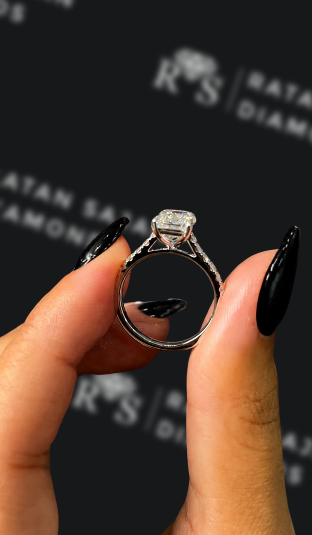 2.5 Carat Diamond Band Engagement Ring - Cushion Diamond