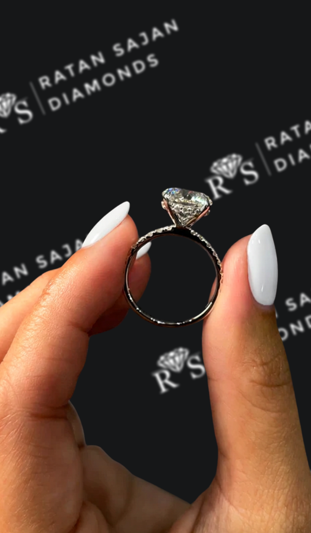 3 Carat Diamond Band Engagement Ring - Round Diamond