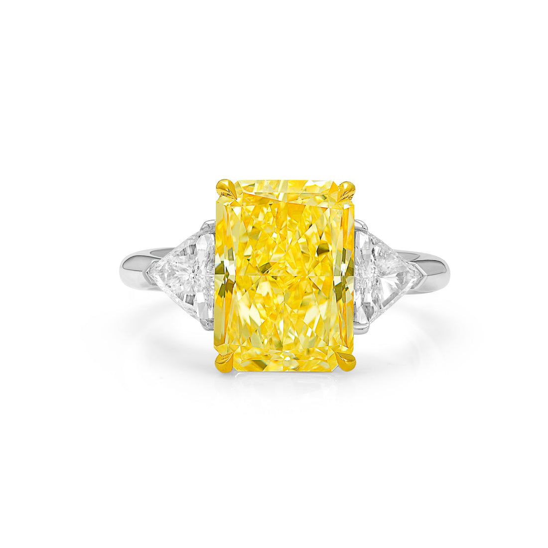 Radiant Cut Fancy Yellow Diamond Ring in 18K Yellow Gold