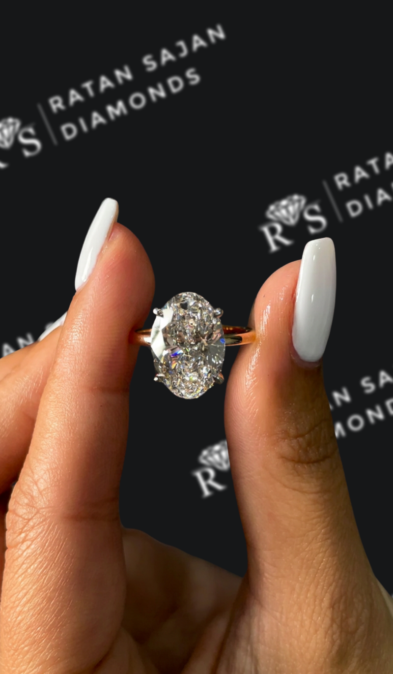 4.5 carat oval natural diamond solitaire engagement ring