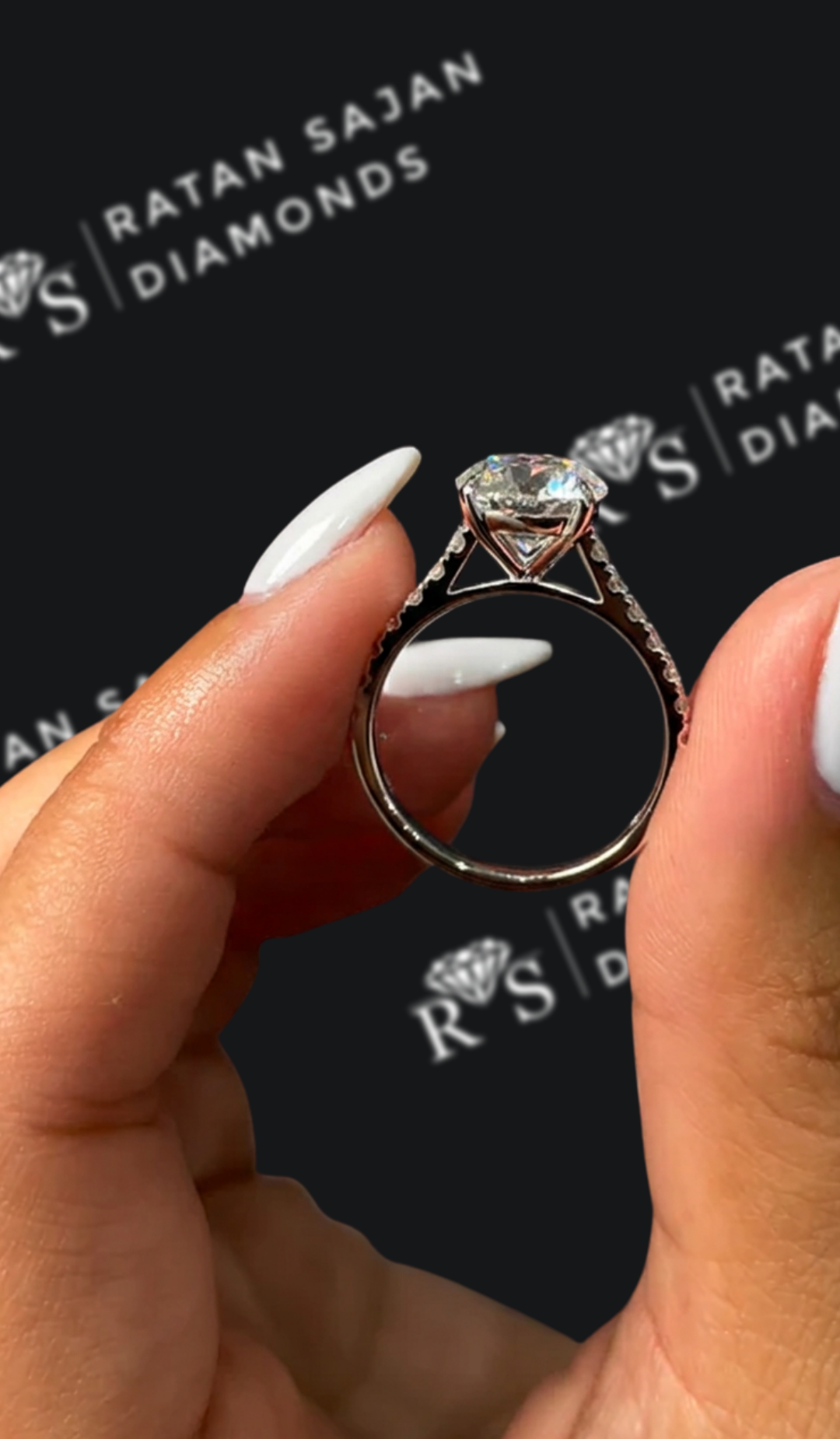 2.5 Carat Diamond Band Engagement Ring - Round Diamond