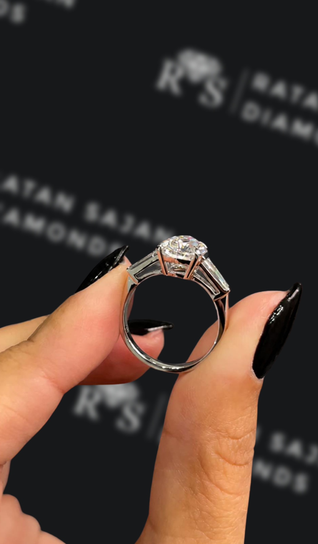 2.5 Carat Trilogy Engagement Ring - Emerald Diamond