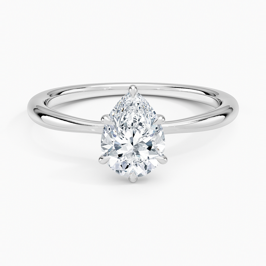 1 Carat Natural Pear Diamond Engagement Ring in 18K White Gold  - GIA / HRD Certified