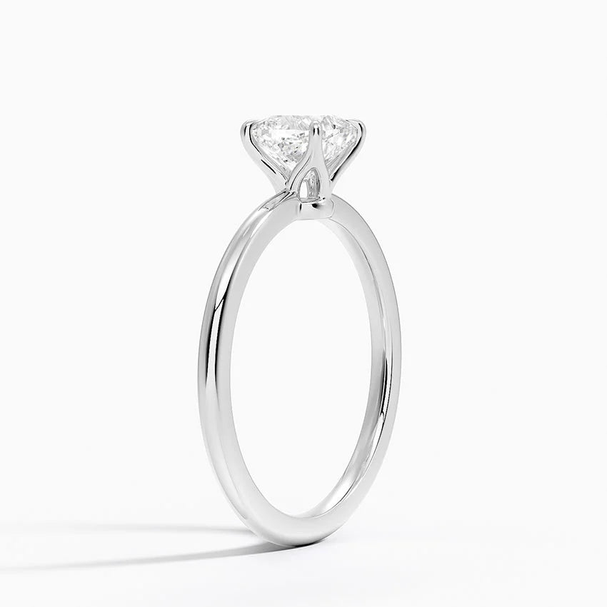 Cushion Natural Diamond - Solitaire Engagement Ring in 18k White Gold