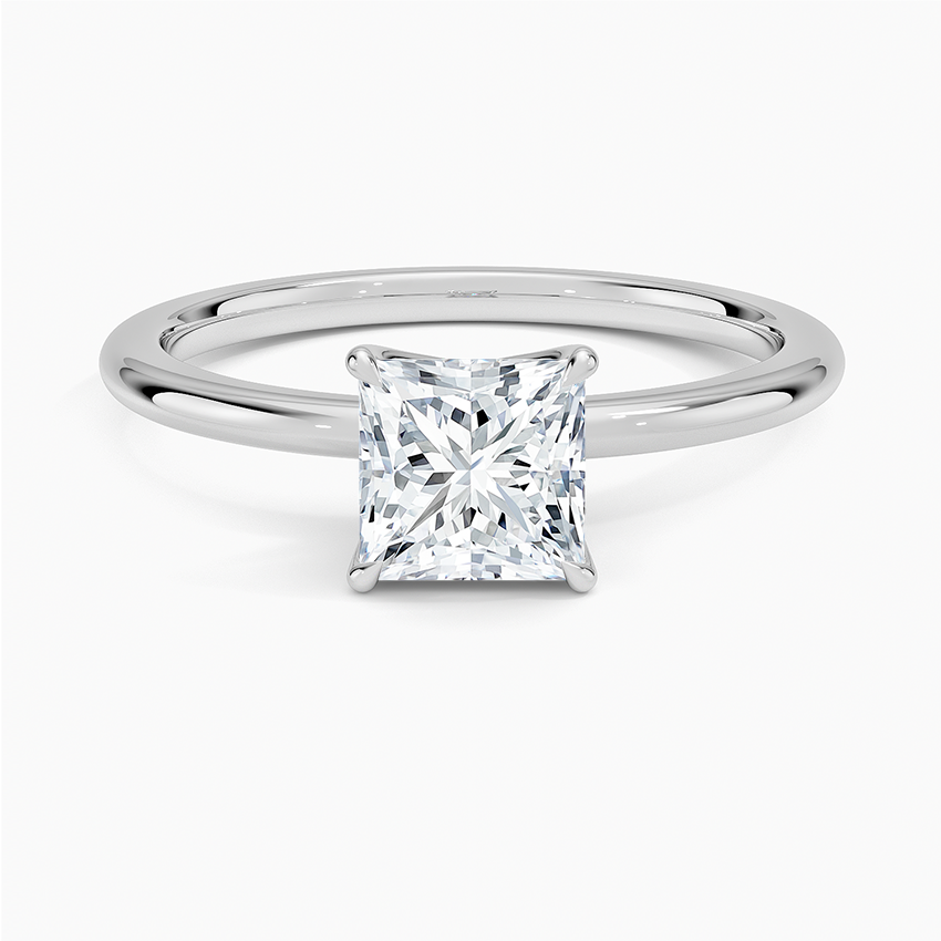 1 Carat Natural Princess Diamond Engagement Ring in 18K White Gold – GIA / HRD Certified