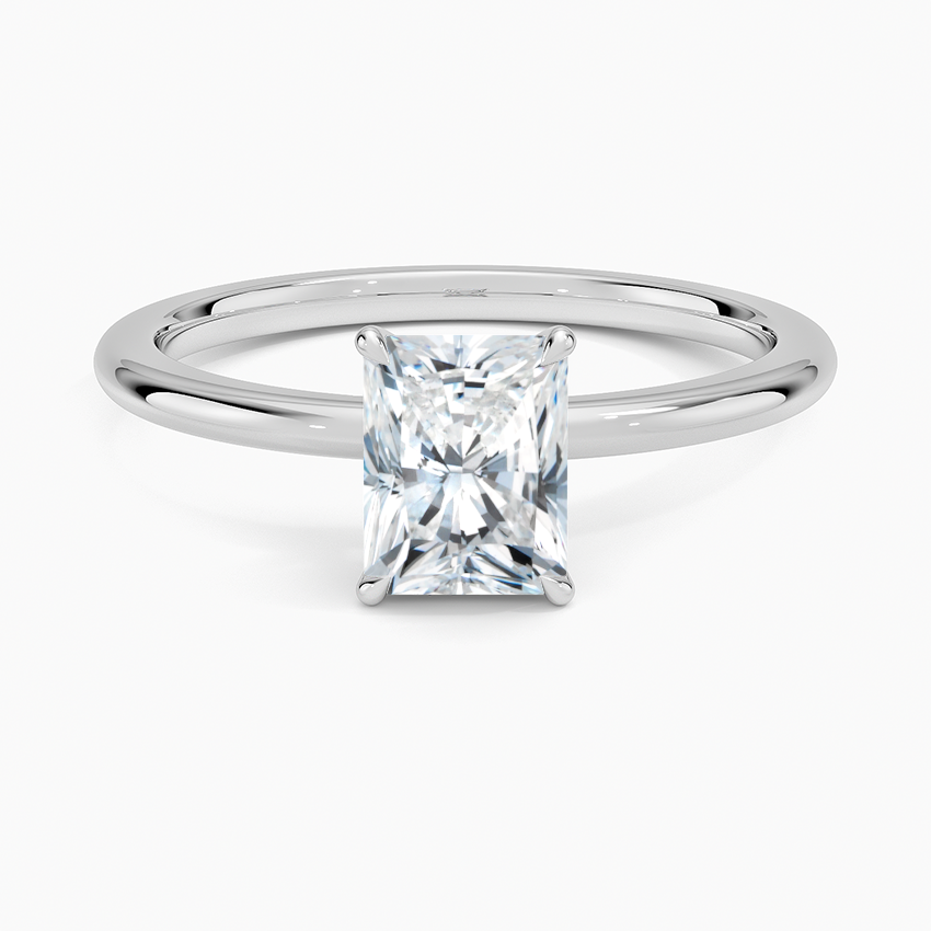 1 Carat Natural Radiant Diamond Engagement Ring in 18K White Gold -GIA / HRD Certified