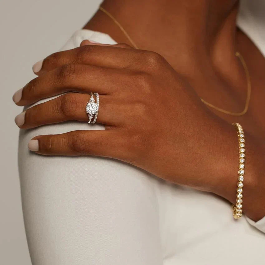 Marquise with Kite Natural Diamond Ring in 18k White Gold
