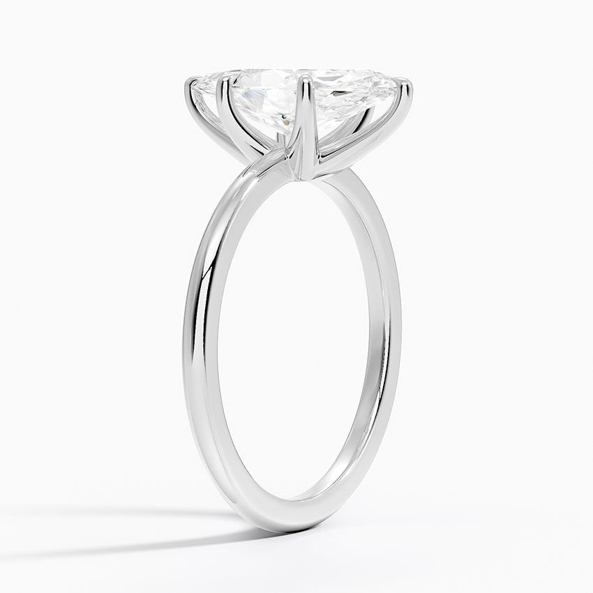 Marquise Natural Diamond - Solitaire Engagement Ring in 18k White Gold