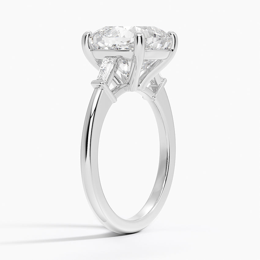 5 Carat Cushion- Natural Diamond - Tapper Trilogy - Engagement Ring in 18k White Gold