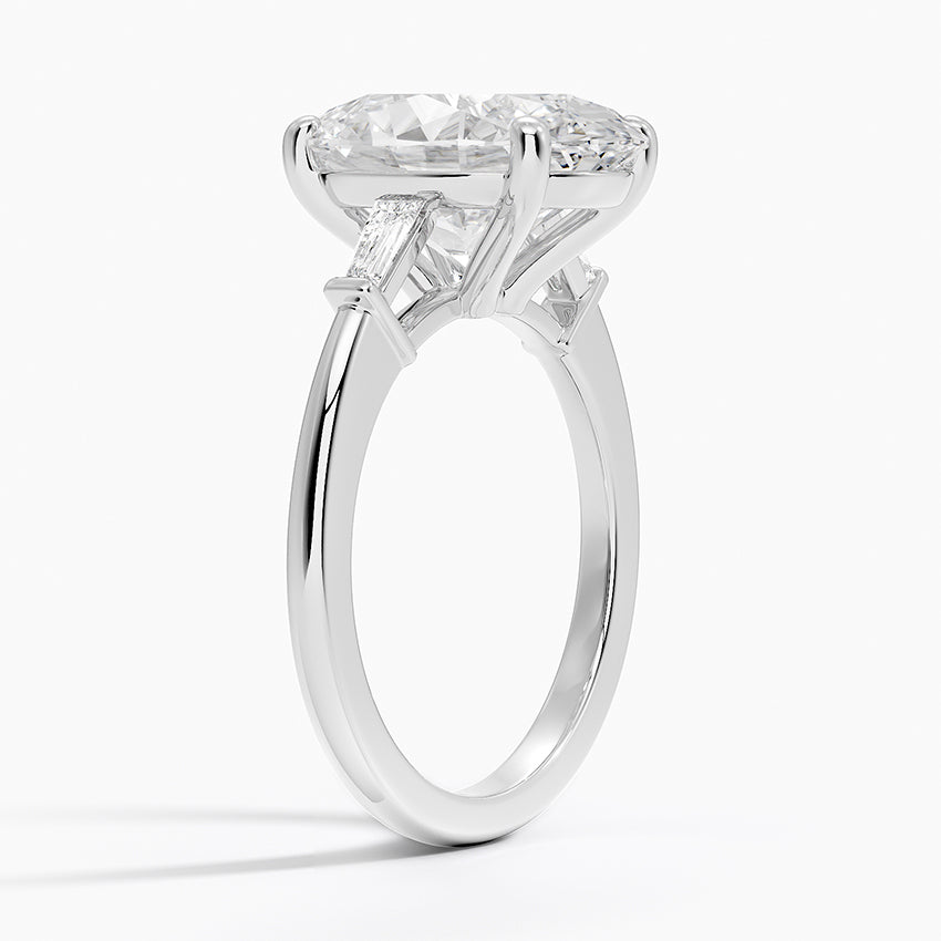 5 Carat Oval - Natural Diamond - Tapper Trilogy - Engagement Ring in 18k White Gold