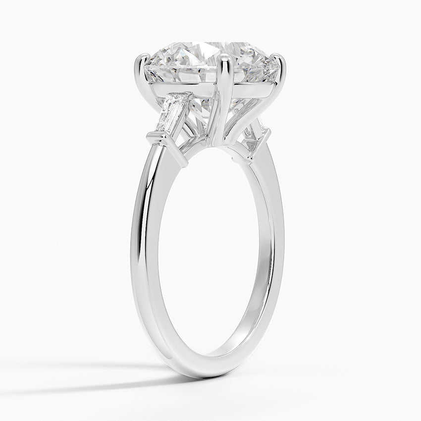 5 Carat Round - Natural Diamond - Tapper Trilogy - Engagement Ring in 18k White Gold