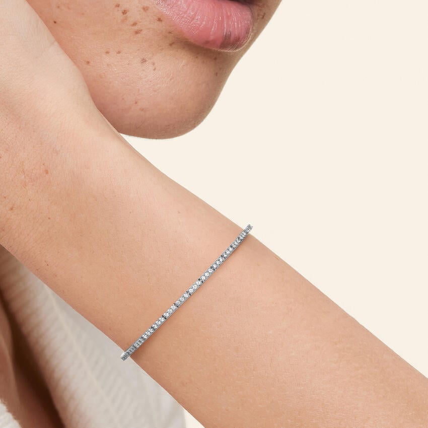 Trilogy Natural Diamond Tennis Bracelet in 14K White Gold