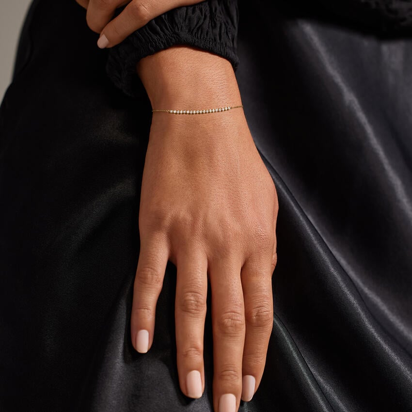 Coverage Petite Bezel Natural Diamond Tennis Bracelet in 14K Yellow Gold