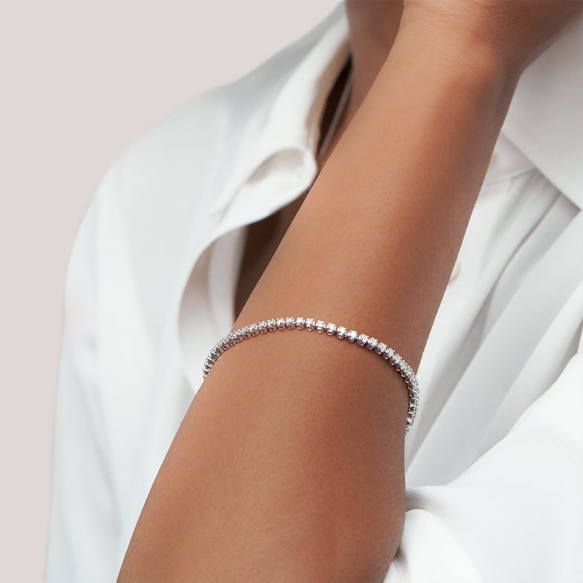 Certified Natural Diamond Tennis Bracelet in 18K White Gold