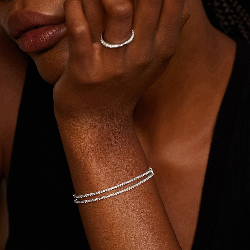 Wrap Natural Diamond Tennis Bracelet in 18K White Gold
