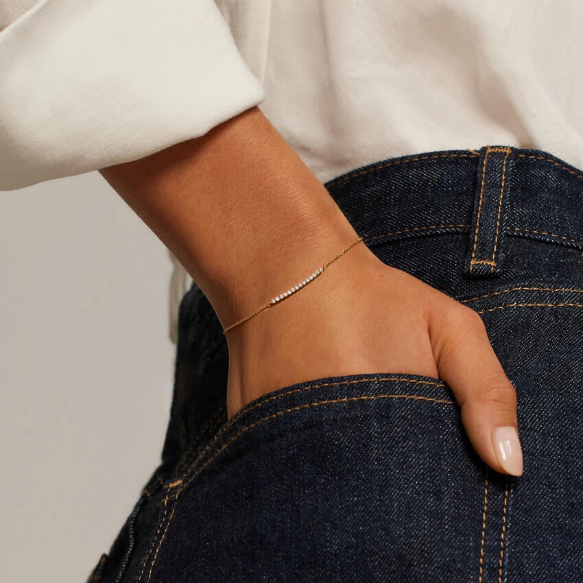 Coverage Petite Natural Diamond Tennis Bracelet in 14K Yellow Gold