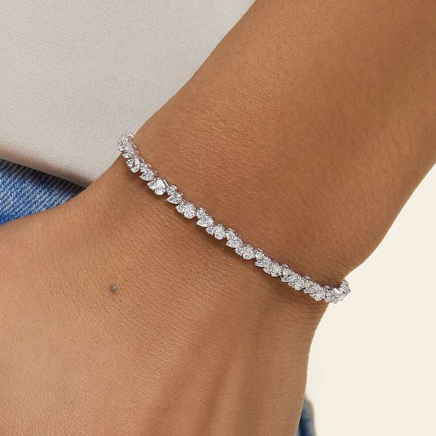 Olivetta Natural Diamond Tennis Bracelet in 18K White Gold