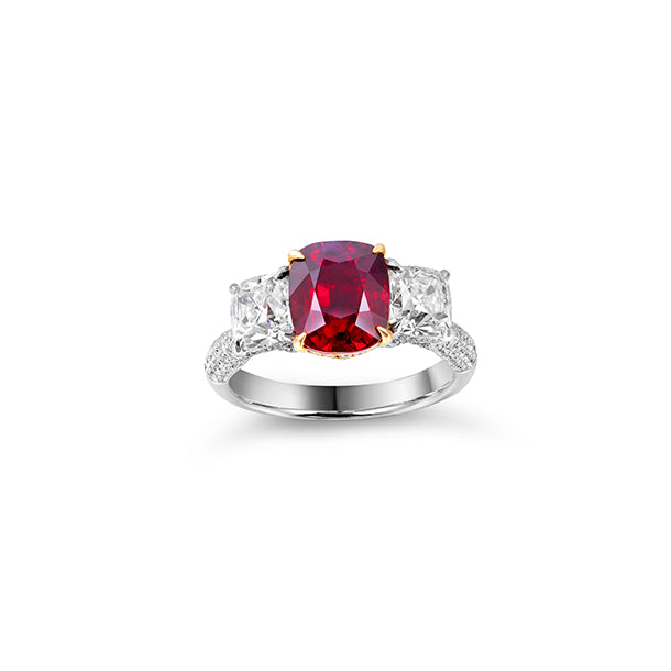 Ruby and Diamond Ring in 18K White Gold