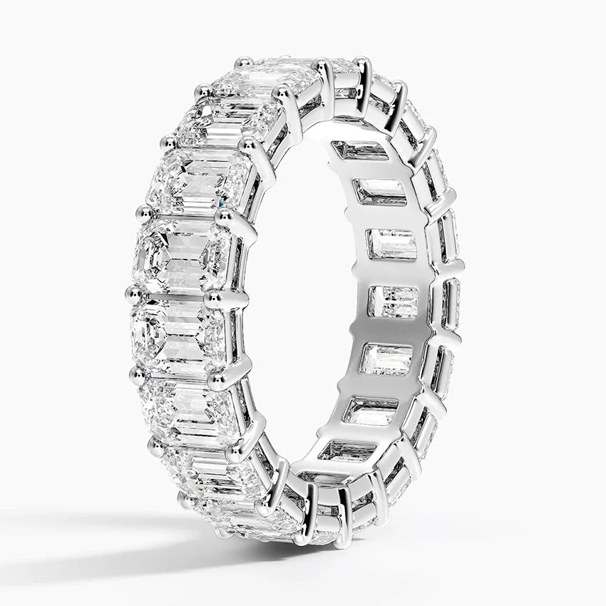 Emerald Natural Diamond Full Eternity Band in 18k White Gold