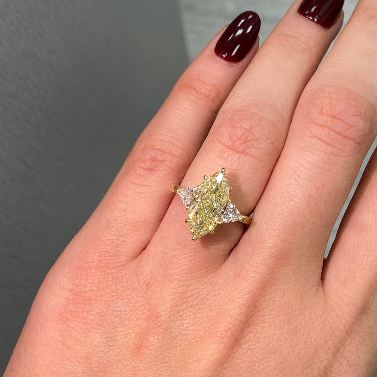 Light Yellow Marquise Cut Diamond Engagement Ring