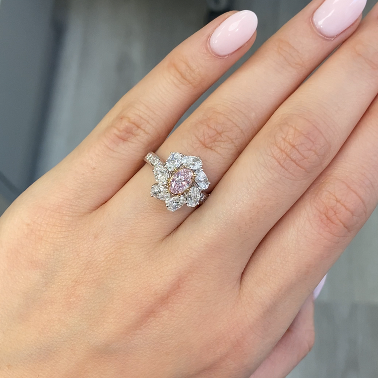 Pink Oval Diamond Ring