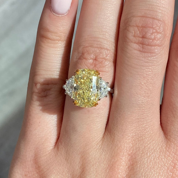 Fancy Yellow Elongated Cushion Diamond Engagement Ring
