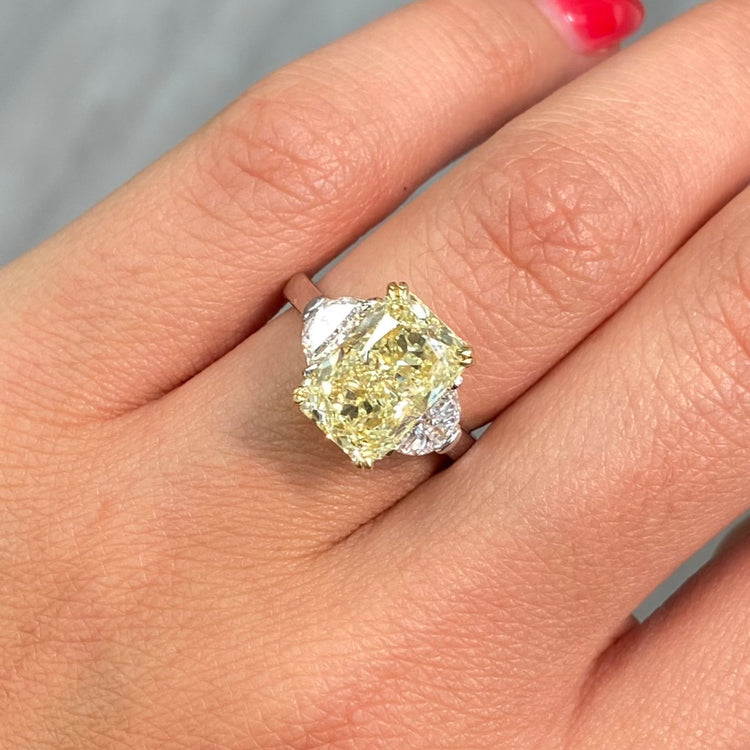 Fancy Light Yellow Elongated Radiant Diamond Engagement Ring