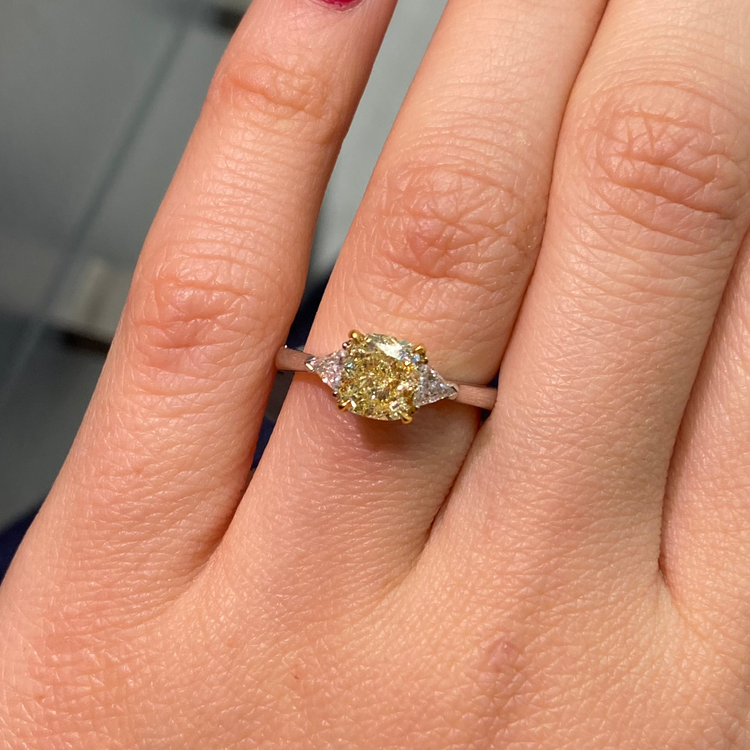 Fancy Yellow Cushion Diamond Engagement Ring