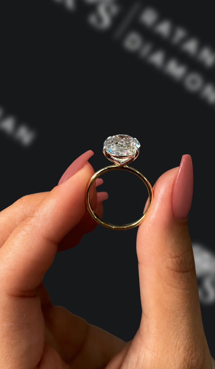 5 Carat  Solitaire Engagement Ring - Oval Diamond in 18k White Gold Setting