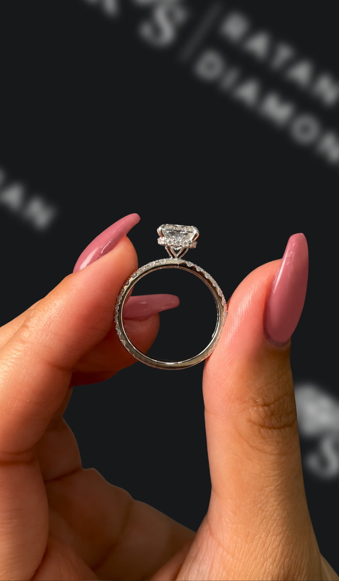 2 Carat Diamond Band Engagement Ring - Radiant Diamond