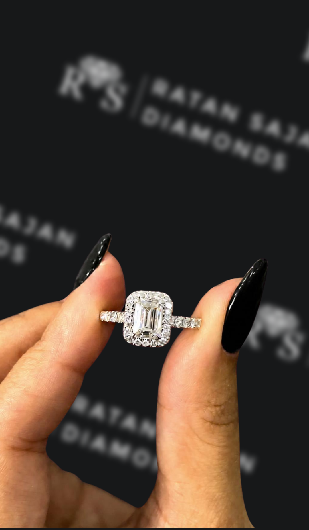 1 Carat Natural Halo Engagement Ring - Emerald Diamond