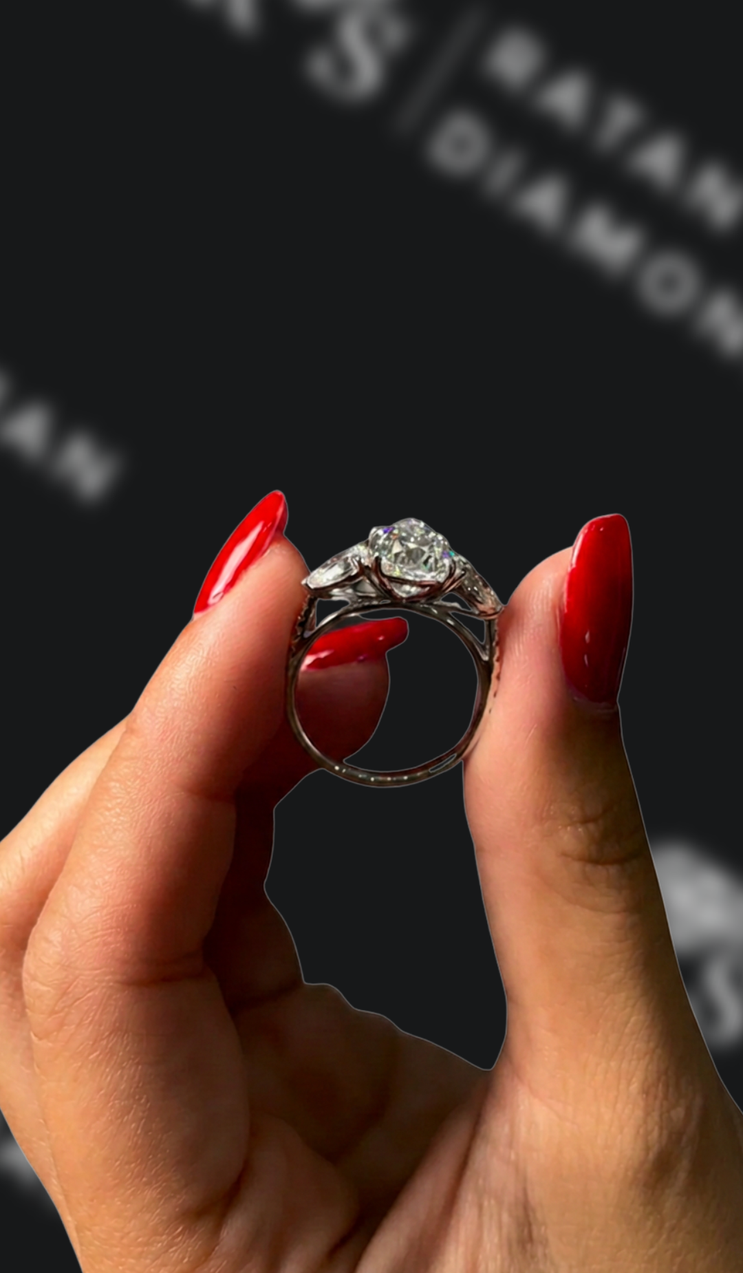 2.5 Carat  Trilogy Engagement Ring - Pear Diamond