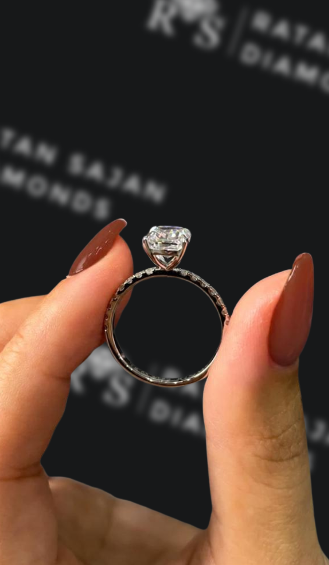 2 Carat Diamond Band Engagement Ring - Cushion Diamond