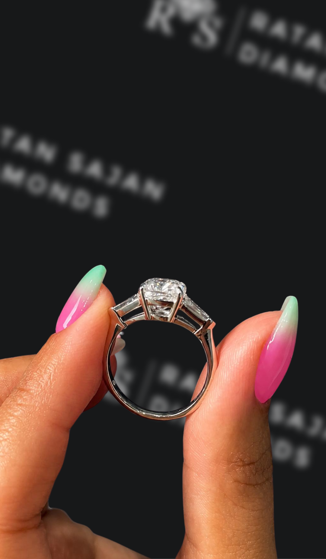 2.5 Carat Trilogy Engagement Ring - Cushion Diamond