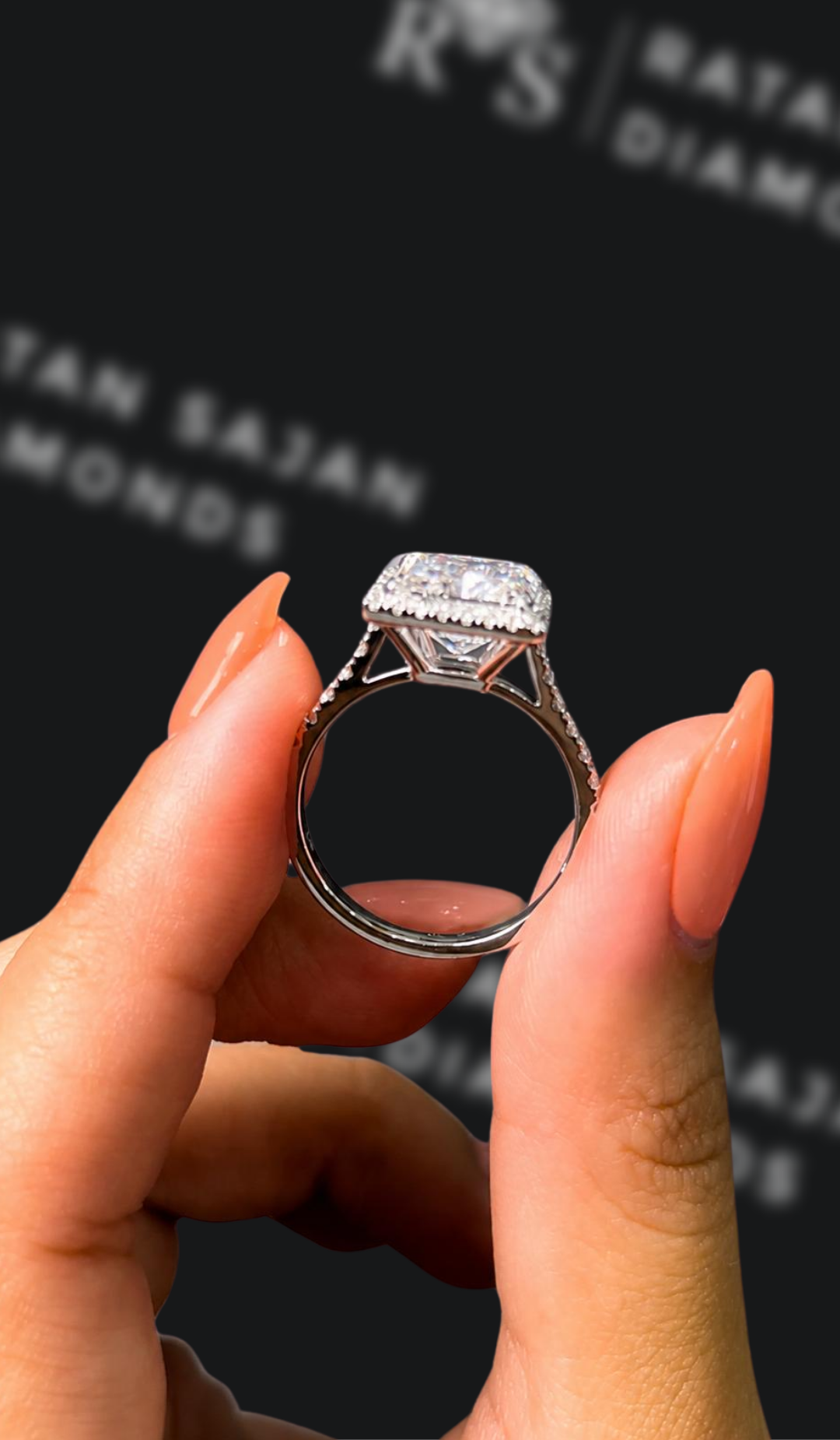 3 Carat Halo Engagement Ring - Princess Diamond