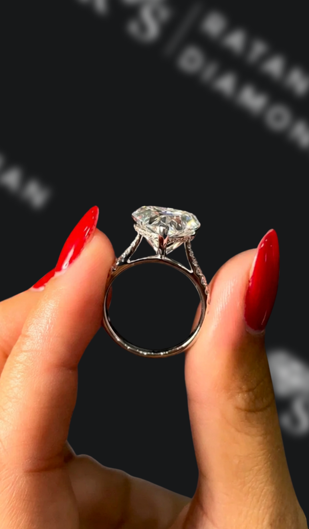5 Carat  Diamond Band Engagement Ring - Heart Diamond