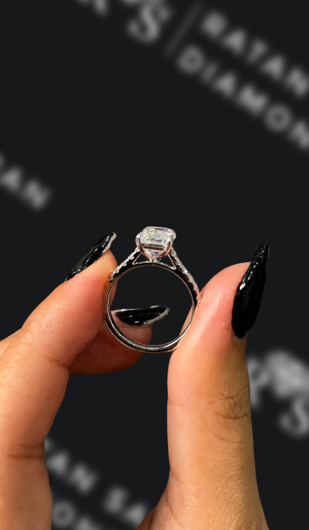 2 Carat Natural Diamond Band Engagement Ring - Emerald Diamond