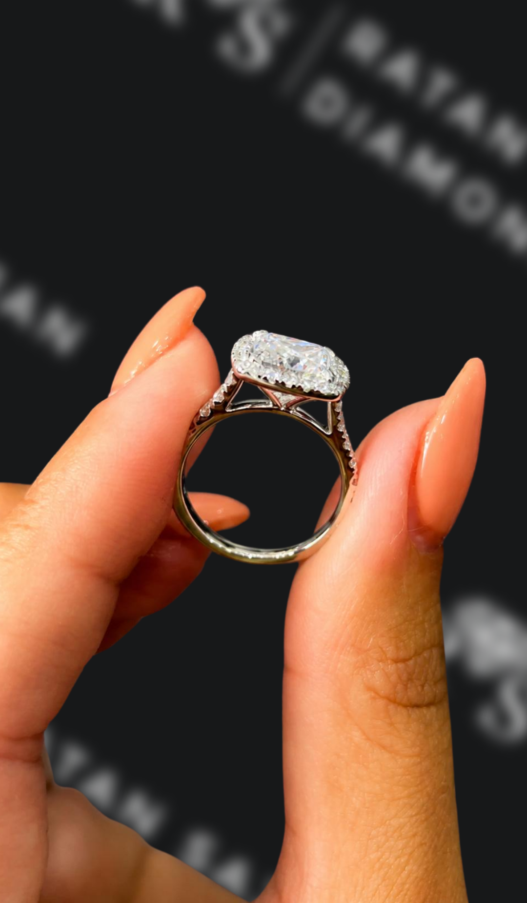 2 Carat Halo Engagement Ring - Princess Diamond