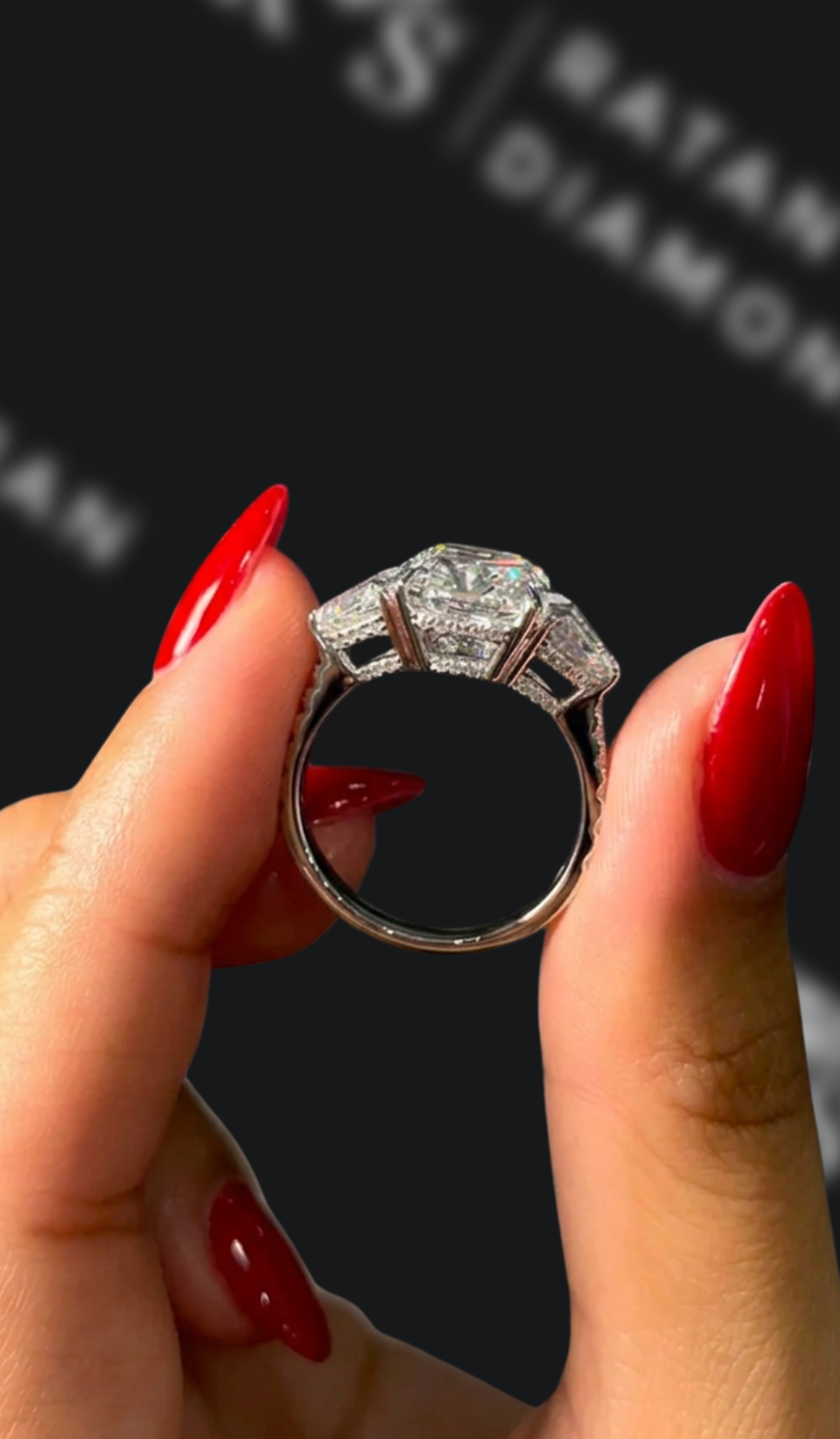 4 Carat  Trilogy Engagement Ring - Cushion Diamond