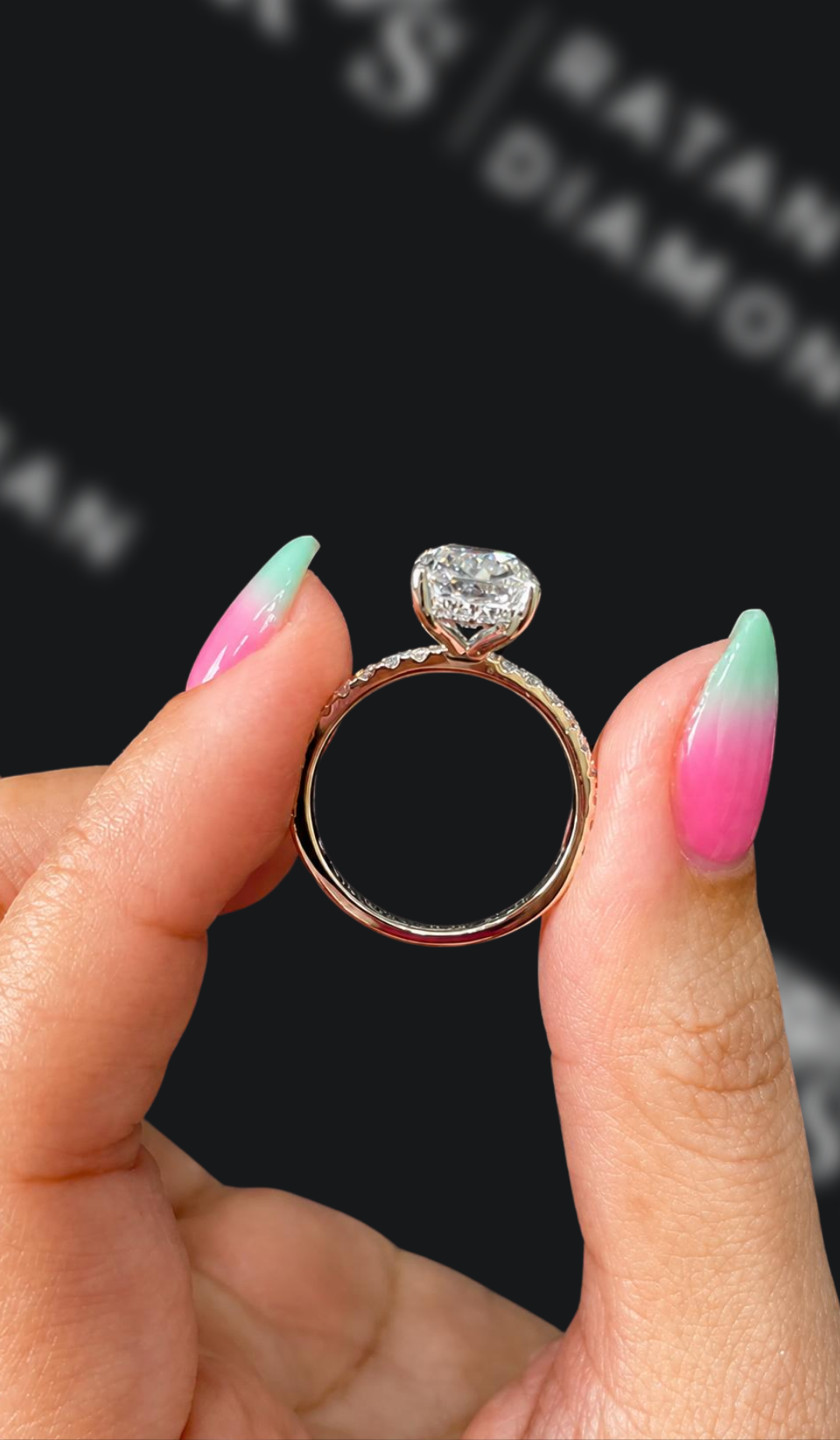 3 Carat Diamond Band Engagement Ring - Cushion Diamond